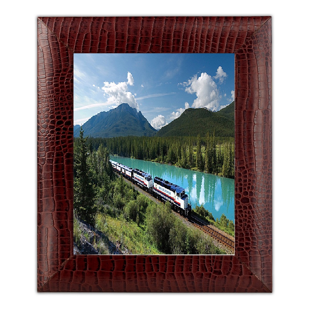 Brown Crocodile Embossed Leather 8 X 10 Photo Frame  WAUCUSTA20360